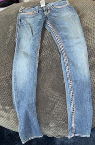 Vintage True Religion Jeans Women’s 25 Blue Becca Skinny Low Rise Y2K USA VTG - Picture 1 of 9