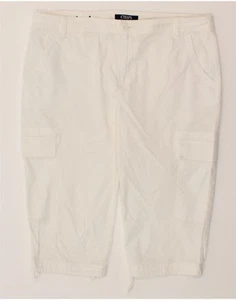 CHAPS Womens High Waist Cargo Shorts US 14 XL W32 White Cotton BZ07 - Picture 1 of 4