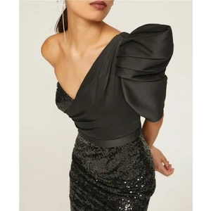 Badgley Mischka Sequined One-Shoulder Cocktail Dress 14 - Picture 1 of 11