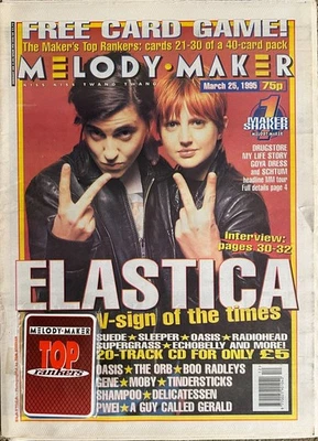 Melody Maker Magazine March 25, 1995 ELASTICA WITH Bonus Top Rankers Cards - Image 1 of 3