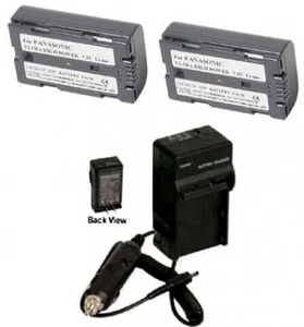 2 Batteries + Charger for Panasonic PV-DV100 PV-DV101 PV-DV102 PV-DV103 PV-DV200 - Picture 1 of 1