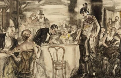 Bailarín exótico Henry Patrick Raleigh 1927 Edad del jazz escena social arte decorativo vintage Foto 1 de 2