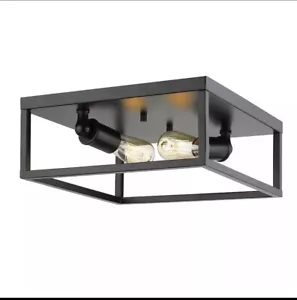 Golden Lighting 2072-FM Wesson (2) Two Light 12"W Flush Mount Square - Black - Picture 1 of 11