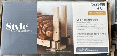 Style Selections Log Rack Brackets Matte Black Finish Includes 4 Brackets - Image 1 of 4