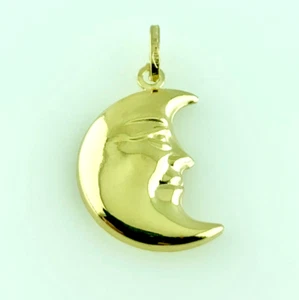 Mond Anhänger 750 Gelbgold Halbmond Anhänger Charms für Glücksbringer Kette - Bild 1 von 10