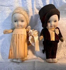 Antique 1920's Rose O'Neill Kewpie Bisque Bride & Groom in EXCELLENT condition. - Picture 1 of 14