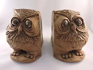 Eule Buchstützen Dave Grossman Skulptur Bibliothek Dekor 1970er Jahre Nerd Geschenkidee 4,5" - Bild 1 von 10