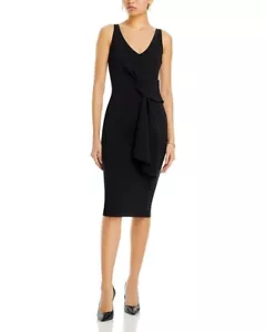 Abito drappeggiato Chiara Boni La Petite Robe Yoko nuovo con etichette 6U.S./42IT nero prezzo al dettaglio consigliato $695 - Foto 1 di 8