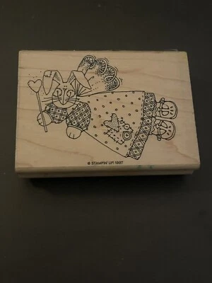 PARCHE COSIDO CONEJO HADA CONEJO SELLO DE GOMA MONTADO EN MADERA ENVÍO GRATUITO Foto 1 de 4