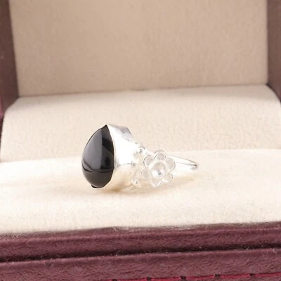 Black Tourmaline Gemstone 925 Sterling Silver Handmade Jewelry Ring For Gift - Image 1 of 3