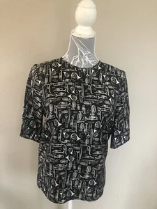 BNWT Dolce & Gabanna Silk TRUMPET HORN MUSICAL INSTRUMENT Top BLOUSE 40, UK 8 - Picture 1 of 12