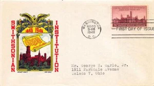 Smithsonian Institution Scotts #943 1946 Fluegel Copertina 1° giorno - Foto 1 di 1