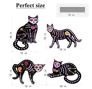 Halloween Decorations Outdoor Glowing Sugar Skull Skeleton Cat NEW (4 Packs!) - Picture 1 of 7