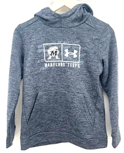 NEW Maryland Terrapins UMD Under Armour UA Gray Hoodie Sweatshirt Youth M - Picture 1 of 9