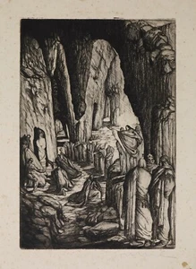Acquaforte Etching Gravure Salvatore FIUME anni '30 "La Secchia Rapita" Prova - Bild 1 von 3