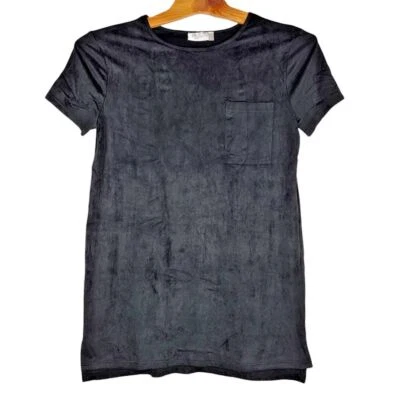 Blusa top de terciopelo estilo RD para mujer talla XL negra manga corta Foto 1 de 4