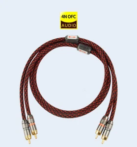 Hifi Audio Cable 2 RCA to 2 RCA Stereo 4N OFC Interconnect Line  For Amplifier - Picture 1 of 5