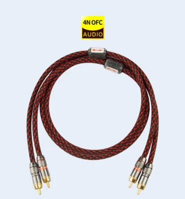 Hifi Audio Cable 2 RCA to 2 RCA Stereo 4N OFC Interconnect Line  For Amplifier - Image 1 of 4