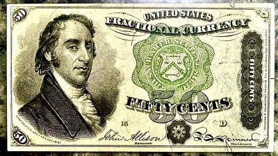 50c US Fractional Currency PMC 64 Fr # 1379 4TH Issue Allison/Spinner Green Seal - Image 1 of 4