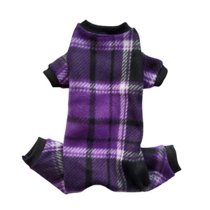 Lila schwarz kariert Fleece Pyjama Hund Welpe Teetasse Haustier Kleidung 4 XS - XXS - Bild 1 von 4