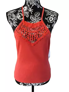 Nwt SO Crochet High Neck Halter Top Ribbed Summer Beach Lace - Picture 1 of 10