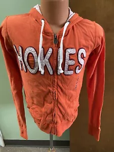 Virginia Tech Hokies NCAA Ladies Full Zip Hoodie Press Box 100% Cotton Large - Picture 1 of 3