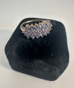 Bellissimo anello tondo sfaccettato oro tanzinite 19 pietre misura 6,5 3,8G di oro 10K - Foto 1 di 9
