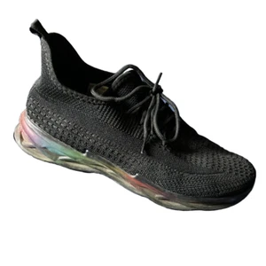 Wanted Women's “Planet” Black Knit rainbow sole Athletic sneakers size 10 - Picture 1 of 4
