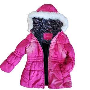 Girl's London Fog Gradient-Pink Fleece Lined Full Zip Hooded Puffer Jacket L/6X - Picture 1 of 11
