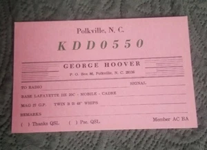 Polkville North Carolina - KDD 0550 - CB Ham Radio QSL Card - Picture 1 of 1