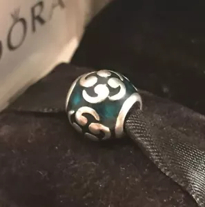 Authentic Pandora Turquoise Zen Enamel Charm Sterling Silver Retired Pandora - Picture 1 of 6
