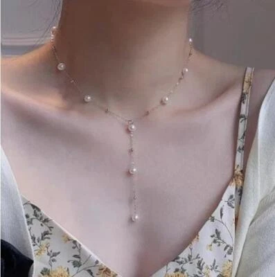  18 Inch AAAA Round 5-6mm Natural White Akoya Pearl Necklace 14k Gold P - Image 1 of 4