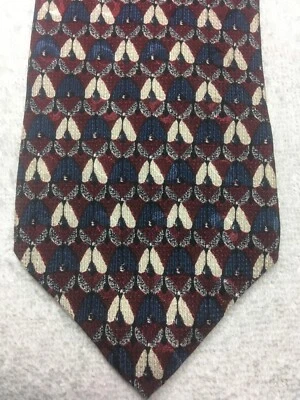 结构男式领带勃艮第灰色白色蓝色和黑色 3.75 X 59 全新带标签 — 第 1/4 张图片