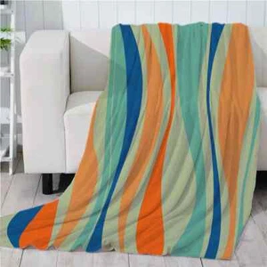 Blue And Yellow Nice Stripes 3D Warm Plush Fleece Blanket Picnic Sofa Couch - Bild 1 von 5