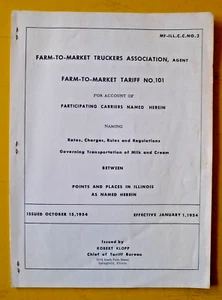 Illinois Farm to Market Truckers Tariff Agreement Contract Report October 1954 - Picture 1 of 1