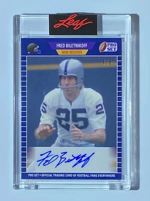 2021 Leaf Pro Set Sports Base Auto Navy Blue Fred Biletnikoff - Raiders 4/5 - Image 1 of 2