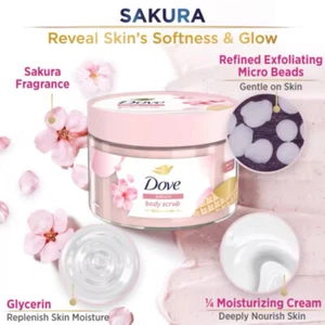 Dove Sakura Body Scrub Ice Cream For Gentle Exfoliation Moisturizing Skin 280 G. - Picture 1 of 6