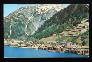 1960er Panorama von Hafen Docks Schiff Juneau AK Postkarte Alaska - Bild 1 von 2