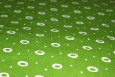     100% COTTON FLANNEL BY THE YARD---42"--WHITE/GREEN CIRCLES/DOTS ON GREEN