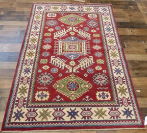 New Caucasian Fine Pakistani Kazak Hand Knotted Wool Oriental Area Rug 4'x6' - Picture 1 of 6