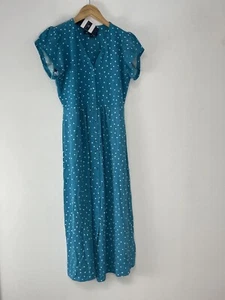 Crew Clothing Dress Women 14 A Line Polka Dot Short Sleeve Blue UK:18 n56 - Picture 1 of 9