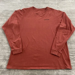 Patagonia Shirt Mens Large Rust Red Long Sleeve P-6 Logo Graphic Organic Cotton - Picture 1 of 8