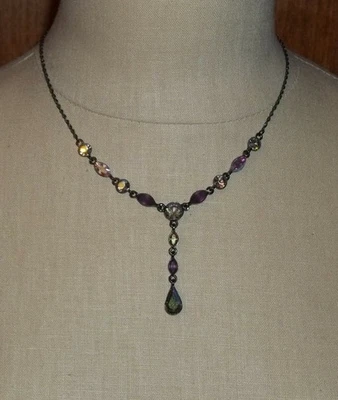 Collar Lágrima Cristales Swarovski Firmado Givenchy Paris Púrpura y Rosa Foto 1 de 4