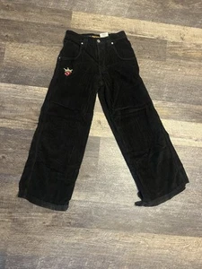 JNCO Pipes Classics Pants Black Corduroy Wide Leg Vintage 28x32 Y2K Style - Picture 1 of 12