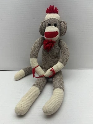 Original Sock Monkey Doll 20" Stuffed Plush Vintage Retro Animal Classic Toy - Image 1 of 4