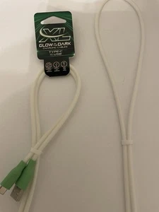 XL 7FT GLOW IN THE DARK TYPE C to USB GREEN CHARGING CABLES BLACKBERRY LG ETC - Picture 1 of 4