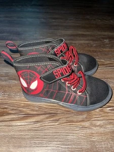 Marvel Spider-Man Toddler Boys' Light Up Black Red Hi-Top Sneakers Kids Sz 10 - Picture 1 of 8