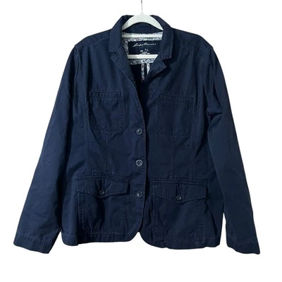 Chaqueta Para Mujer Edie Bauer Talla 14 Azul Botón Exterior Floral Femenino Otoño Foto 1 de 4