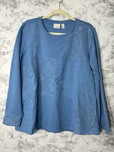 LOGO by Lori Goldstein Life French Terry Top Shirt Pariser Blau Gr. M EUC  26 - Bild 1 von 12