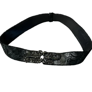 DESIGNER RAINA Vintage Belt Scorpion BUCKLE Silver tone BLACK LEATHER 39" Total - Picture 1 of 5